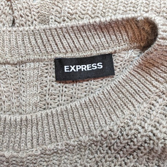 Express | Cable Knit Keyhole Back Pullover Sweater - Picture 7 of 9